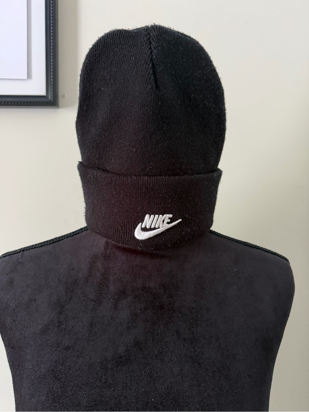Nike Black Beanie with White Embroidered Swoosh